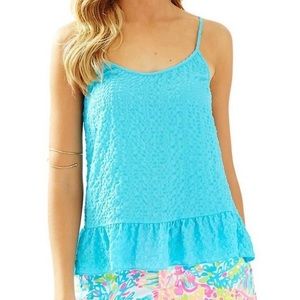 Lilly Pulitzer Coral Poolside Blue Top